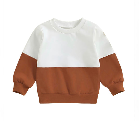 Two Tone Sweatshirt - Brown & White