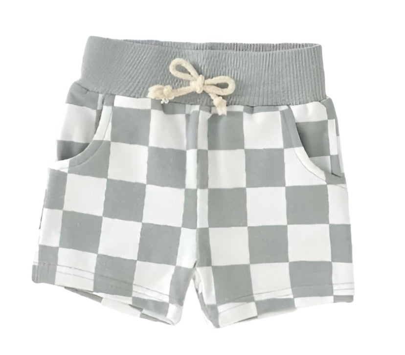 Checkered Pocket Shorts - Blue/Grey