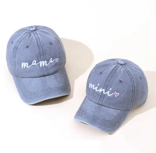 Mama & Mini 2 Piece Matching Baseball Caps - Grey