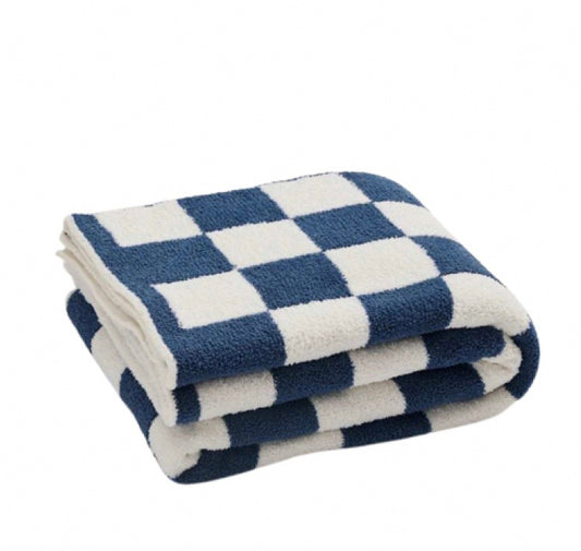 Plush Plaid Soft Checkered Blanket - Blue