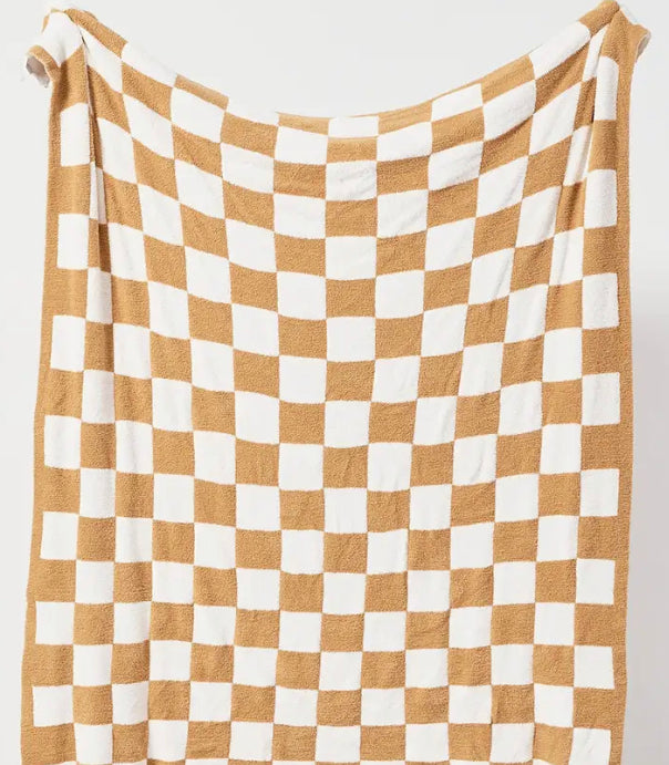 Plush Plaid Soft Checkered Blanket - Beige/Light Brown