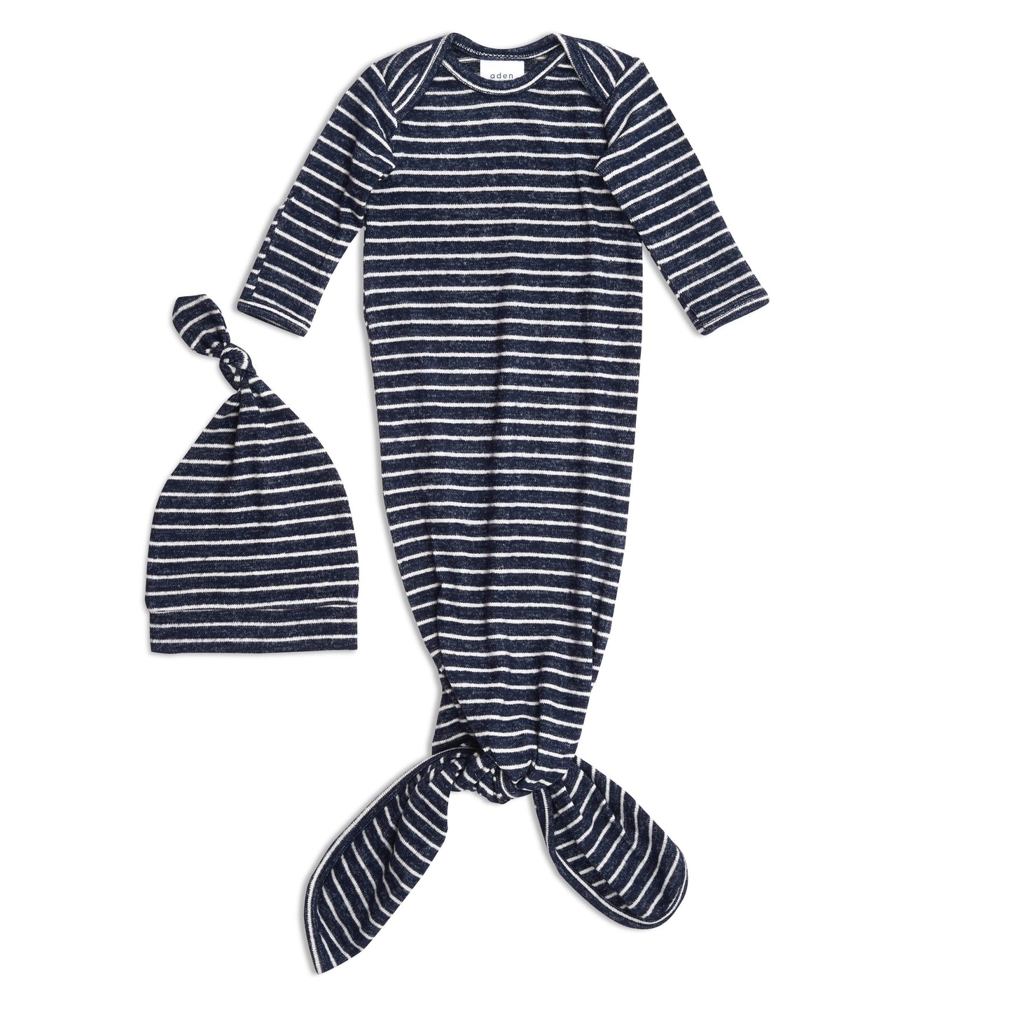 aden + anais Snuggle Knit Gown + Hat Set - Navy Stripe